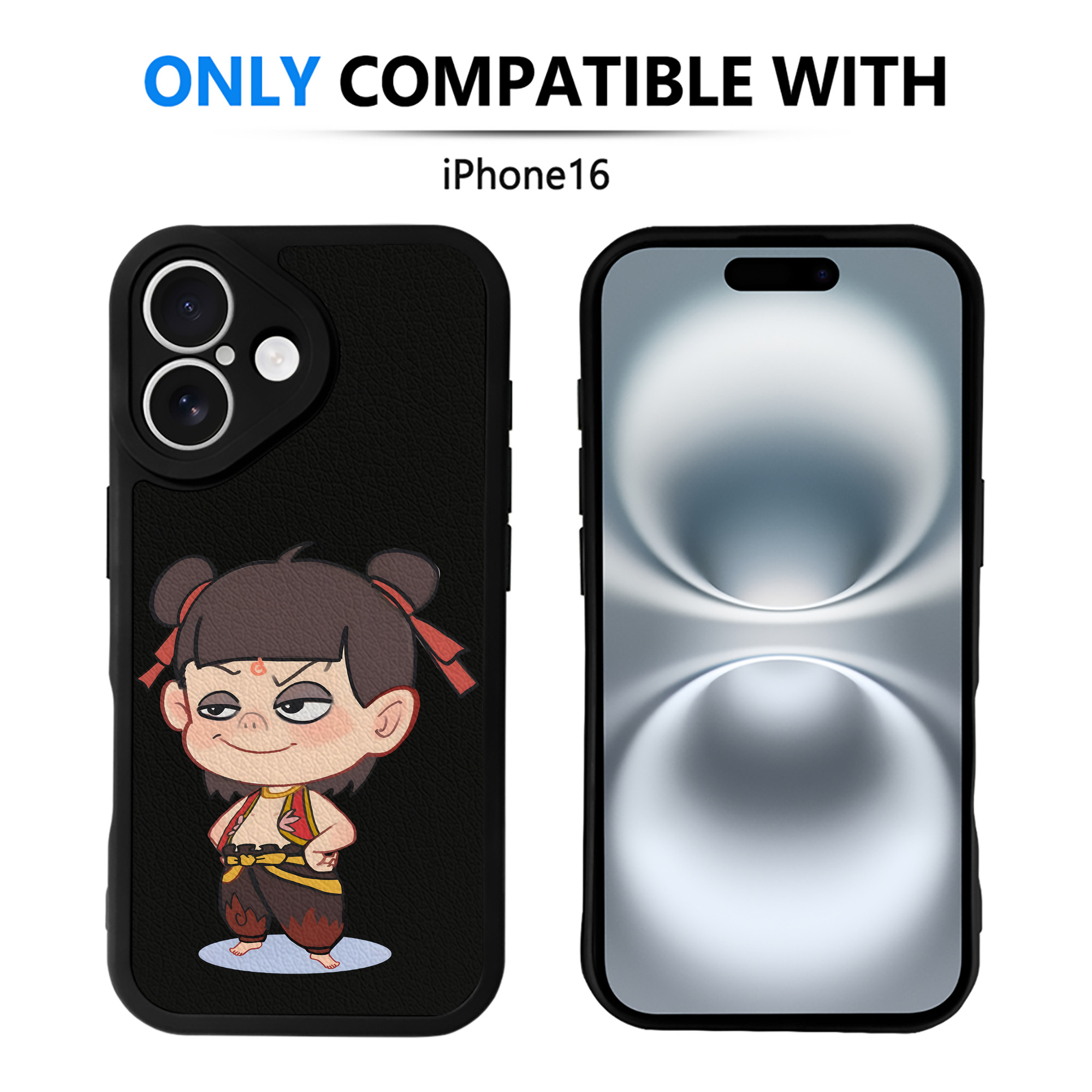 （画像用） Ne Zha 2 ナタ 魔童の大暴れ 【iPhone 16シリーズ対応】シリコンスマホケース（レザー調） 材質：シリコン